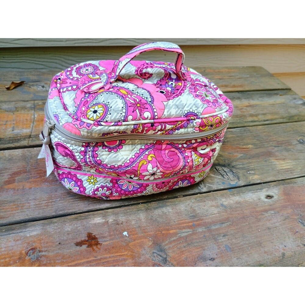 Vera Bradley Paisley Meets Plaid Pink Cosmetic Makeup Case